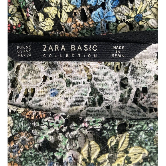 Zara Basic Women flowers floral COLORFUL Casual sheer cut out Dress SIZE XS - Picture 14 of 16